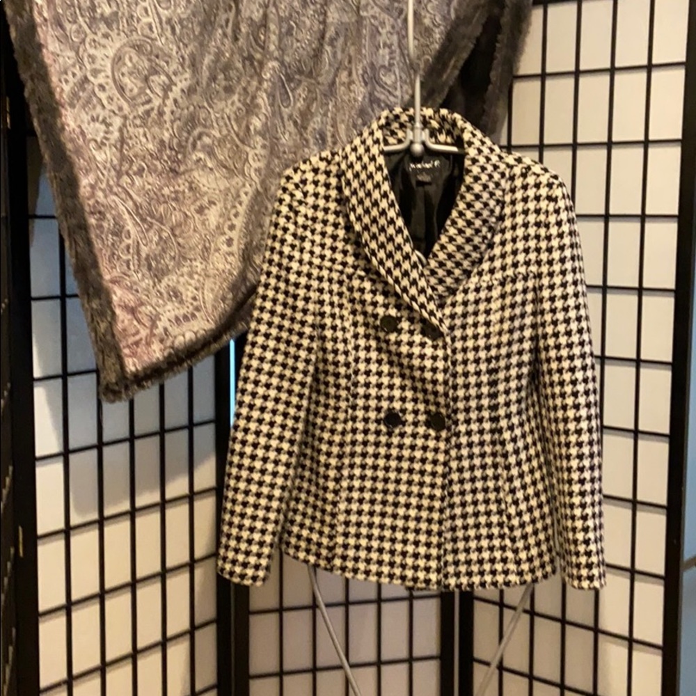 Vintage wool blend houndstooth blazer